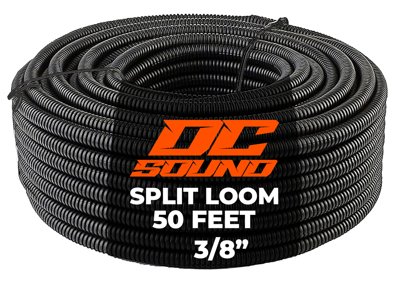 DC Sound 3-Pack 1/4", 3/8", 1/2" x 50 Feet Each Split Wire Loom Convoluted Tubing