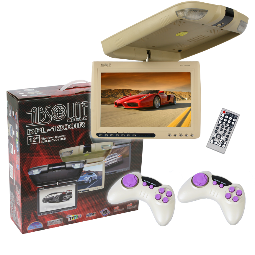 Absolute DFL1250IRC Cream 12.1" DVD Flip Down TFT LCD Monitor