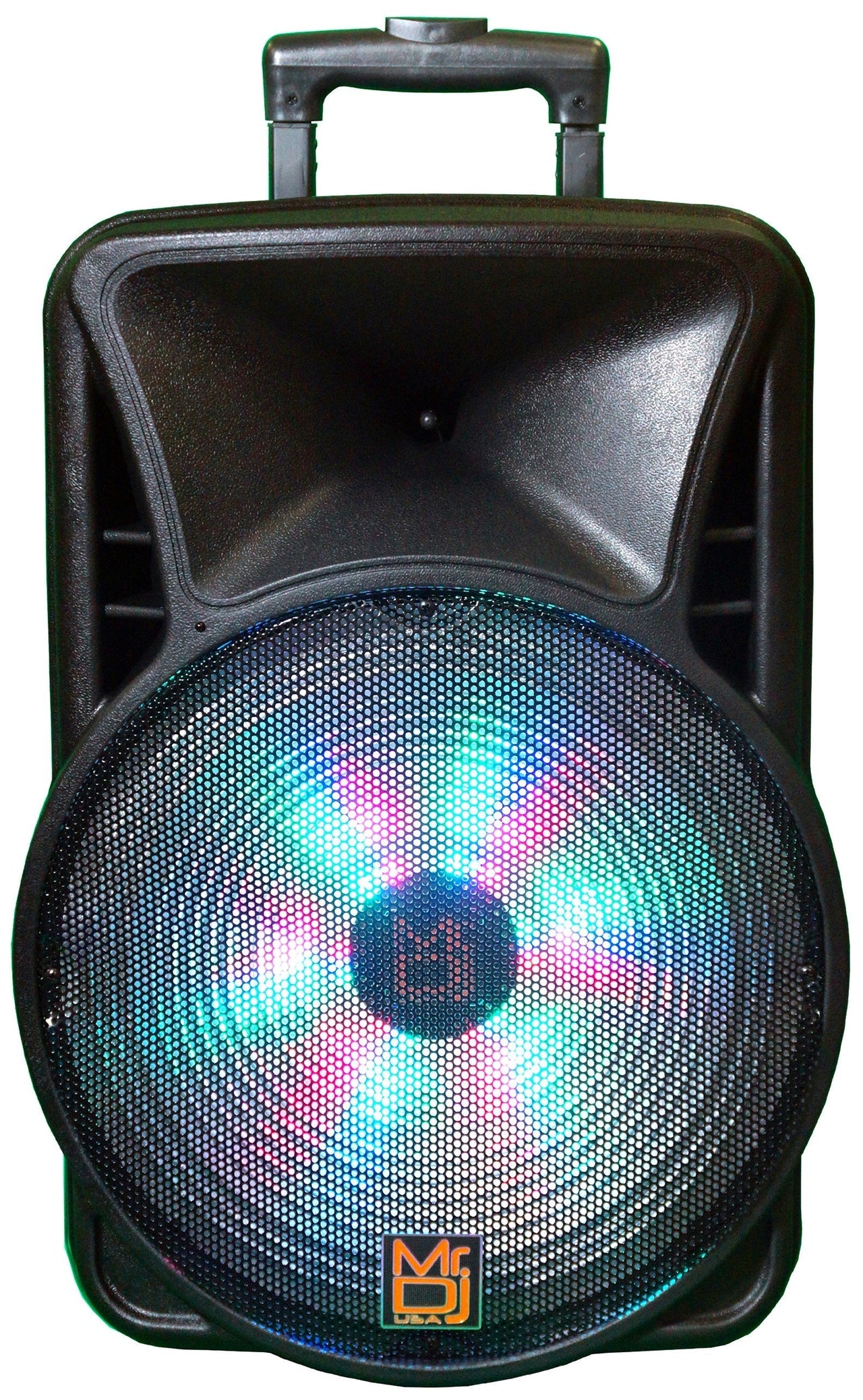 MR DJ DJ12BAT+ 12" Portable Bluetooth Speaker + Speaker Stand + 18-LED Moving Head DJ Light