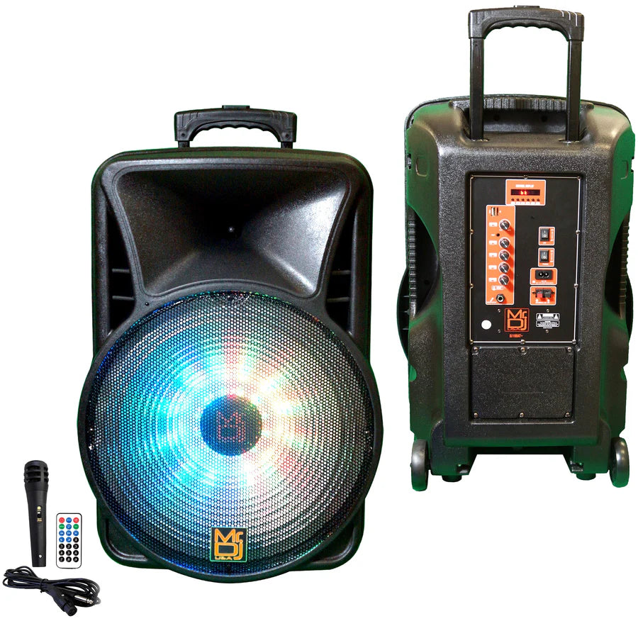 2 MR DJ USA DJ18BAT 18" 5000W Max Power Speaker with Built-In Bluetooth & Battery