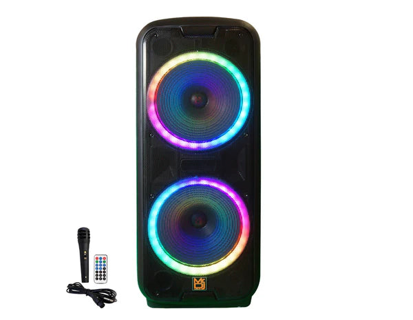 MR DJ DJ215BTA Dual 15" 5000W Power Speaker with Built-In Bluetooth & Battery