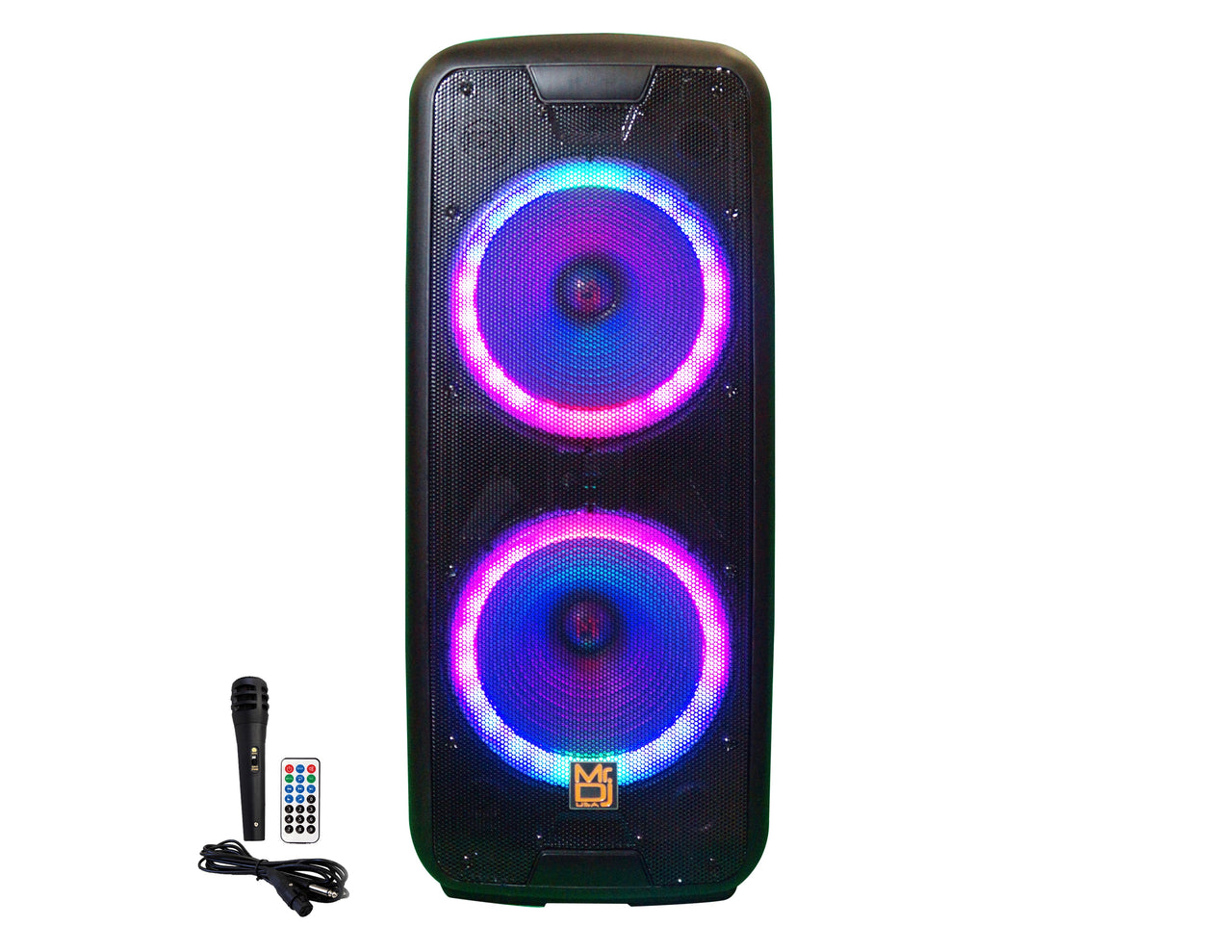 MR DJ 215BTA+ Dual 15" 5000W Battery Powered Bluetooth Speaker Microphone Party Speaker