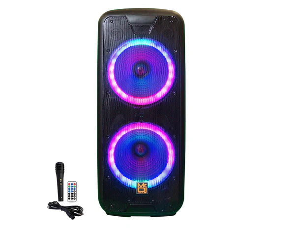 MR DJ DJ215BTA Dual 15" 5000W Power Speaker with Built-In Bluetooth & Battery