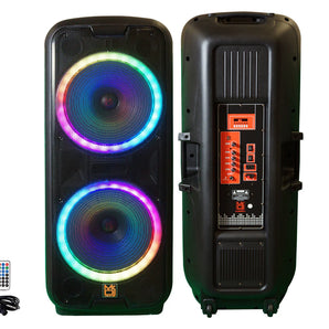 MR DJ AFTERPARTY Dual 15" Bluetooth Speaker<br/>Dual 15" Battery Powered Bluetooth Speaker, UHF Wireless Microphone Party Speaker