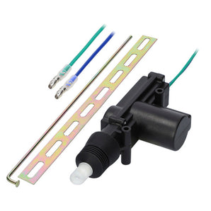 Install Bay DLA Door Lock Actuator 2 Wire assembly including actuator and connector wires.