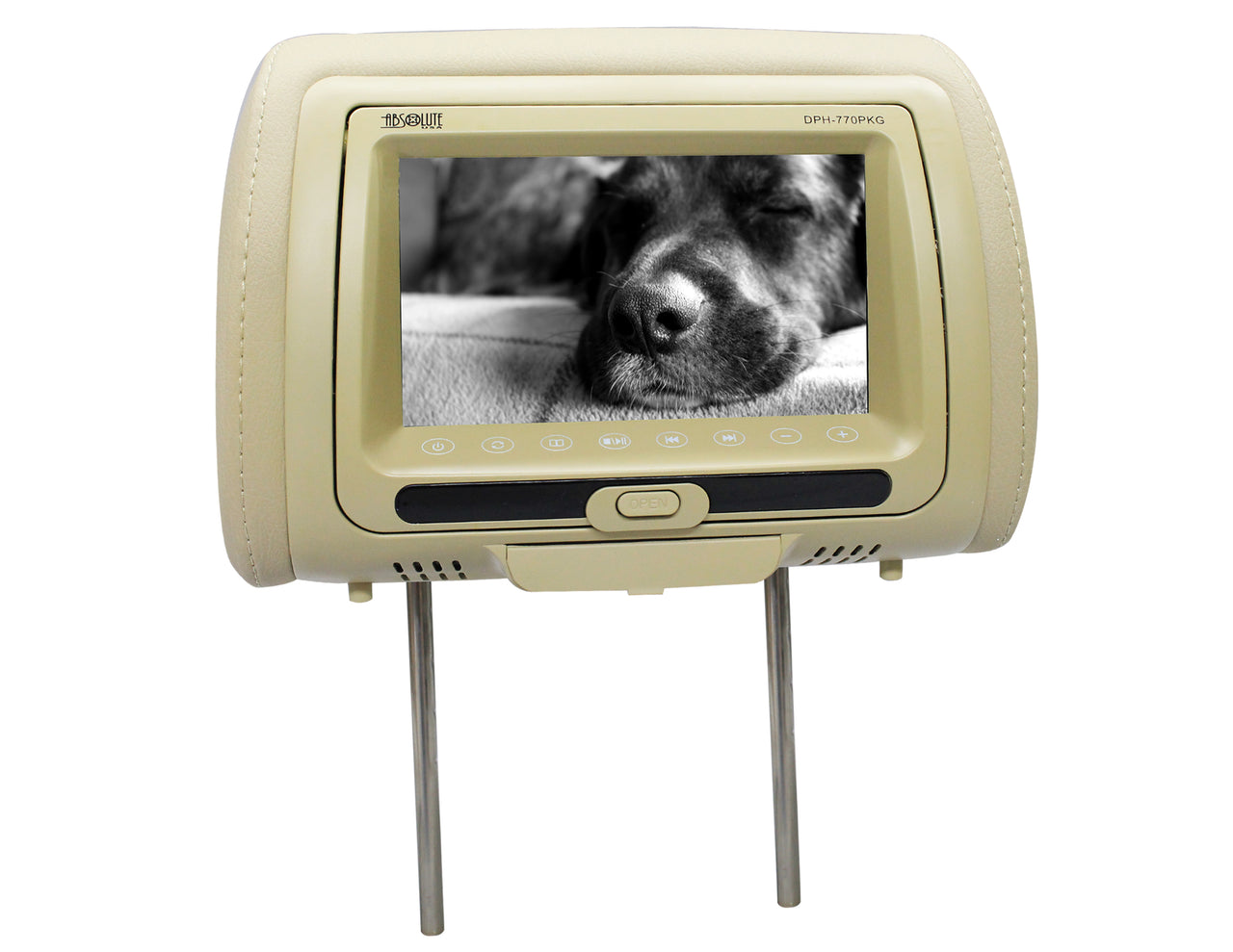 Absolute DPH-770PKGC 7.5" Pair Cream Headrest TFT/LCD Monitor DVD/USB/SD Package