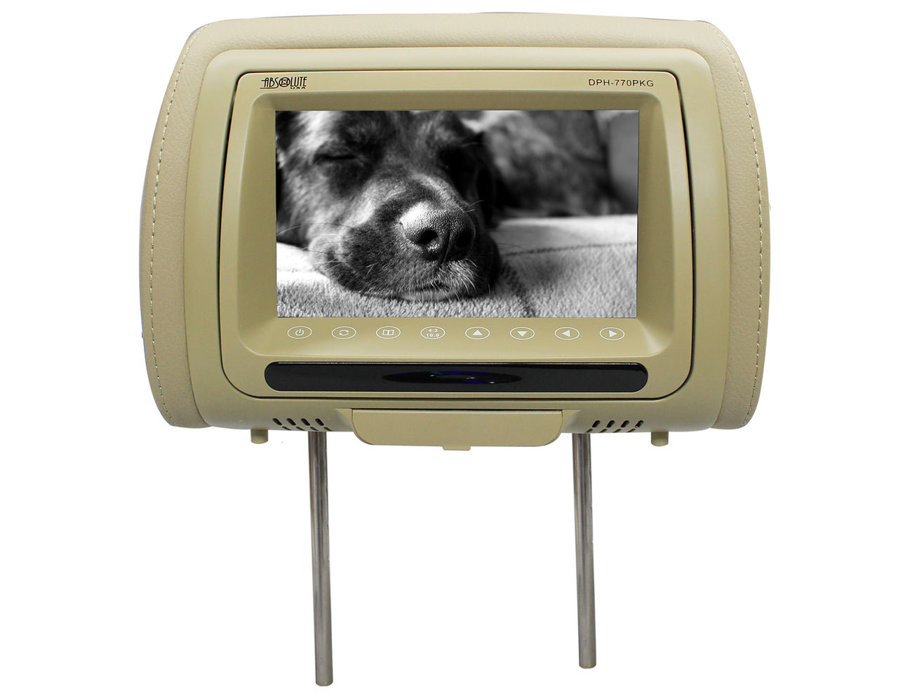 Absolute DPH-770PKGC 7.5" Pair Cream Headrest TFT/LCD Monitor DVD/USB/SD Package