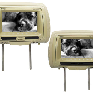Absolute DPH-770PKGC 7.5" Pair Cream Headrest TFT/LCD Monitor DVD/USB/SD Package