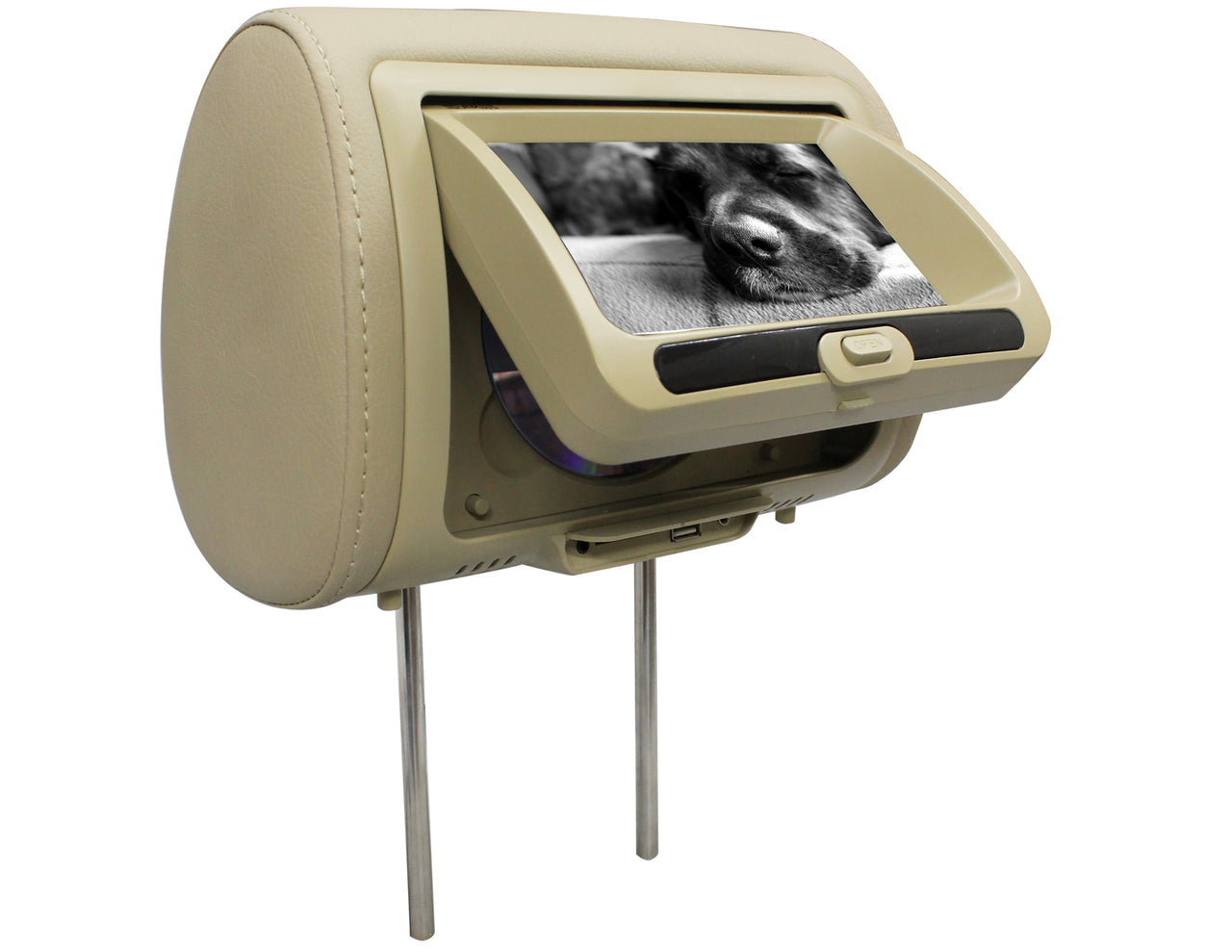 Absolute DPH-770PKGC 7.5" Pair Cream Headrest TFT/LCD Monitor DVD/USB/SD Package