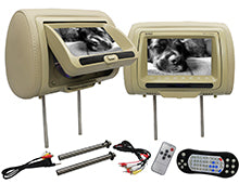 Absolute DPH-770PKGC 7.5" Pair Cream Headrest TFT/LCD Monitor DVD/USB/SD Package