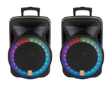 Dual 15-Inch Active PA Speaker Package with Stands