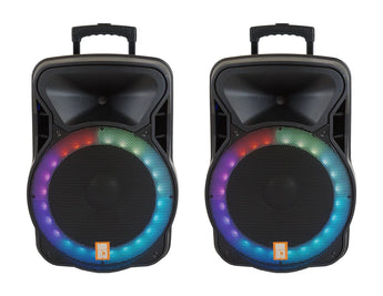 Dual 15-Inch Active PA Speaker Package with Stands
