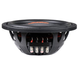 DC Sound DSW2000 10" shallow-mount subwoofers with dual voice coils for powerful bass performance.