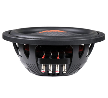 DC Sound DSW2000 10" shallow-mount subwoofers with dual voice coils for powerful bass performance.