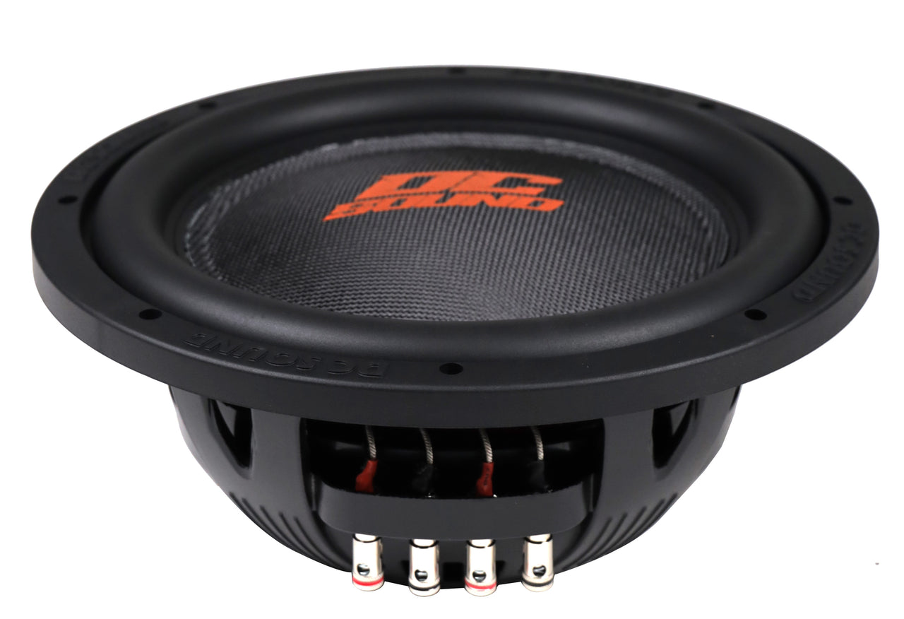 2 DC Sound DSW2500 12" Shallow-Mount Subwoofer 2500W + Ported Box + 0G Amp Kit