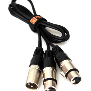 MR DJ CXMDXF3 3FT Single XLR Male to Dual XLR Female Microphone Splitter Cable