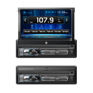 Dual DV715B Single DIN Bluetooth In-Dash DVD/CD/AM/FM Flip Out Car Stereo w/ 7"Screen, 340W