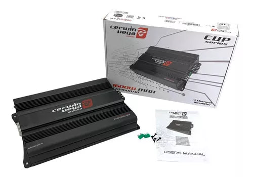 Cerwin Vega CVP1600.4D 1600W Amp + 4x XED62 6.5" 600W Speakers + 4-CH Amp Kit