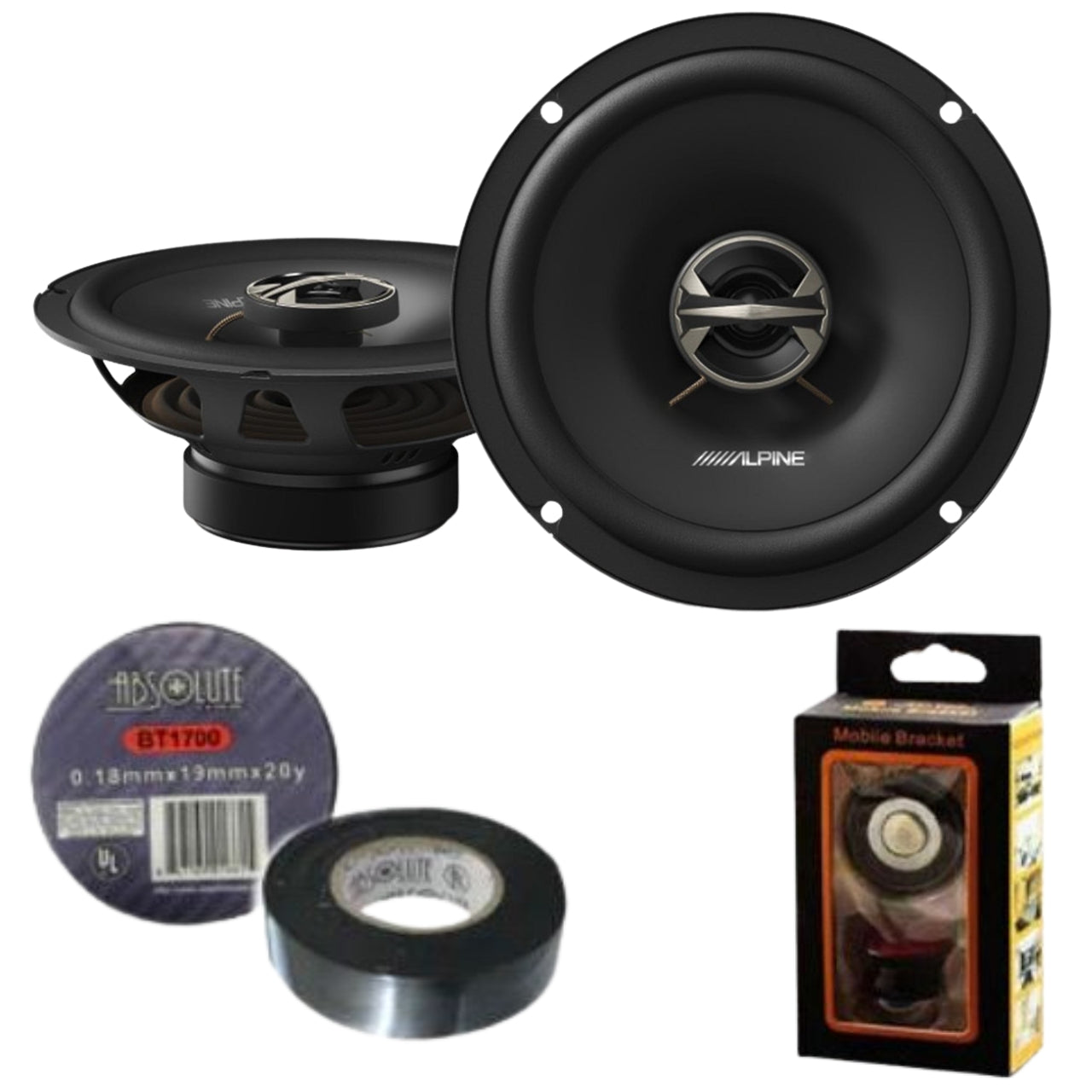 Alpine EL-E65-G 6.5" Coaxial 2-Way Speaker Set, Pair Bundle
