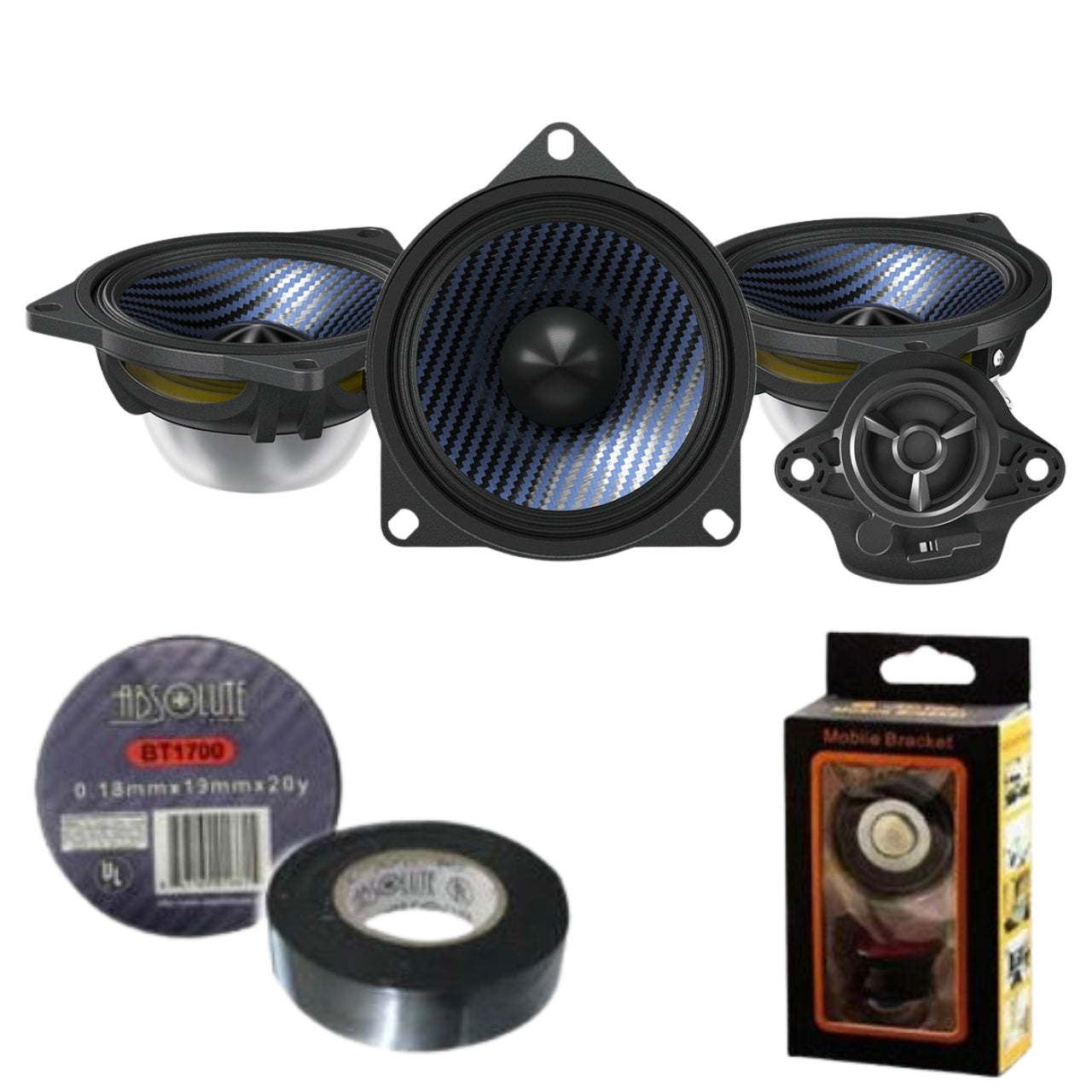 Alpine EV-40M-T 4" Front Dash Speaker Upgrade Kit Fit 17-24 Model 3 & 20-24 Y Bundle