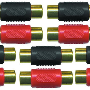 MR DJ MDFF100-10 Female-to-Female RCA Barrel Connector Red & Black (10 Pack)