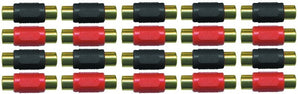 MR DJ MDFF100-20 Female-to-Female RCA Barrel Connector Red &amp; Black (20 Pack)