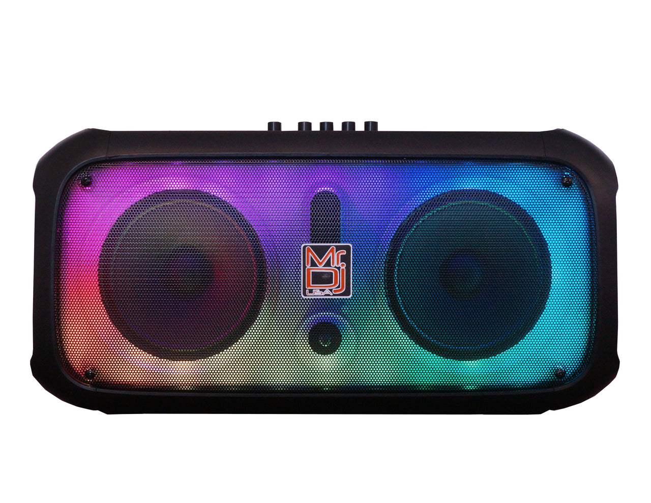 2 MR DJ FIRE-FLAME 6.5" X 2 Rechargeable Portable Bluetooth Karaoke Speaker with Party Flame Lights Microphone TWS USB FM Radio