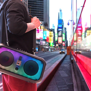 2 MR DJ FIRE-FLAME 6.5" X 2 Rechargeable Portable Bluetooth Karaoke Speaker with Party Flame Lights Microphone TWS USB FM Radio