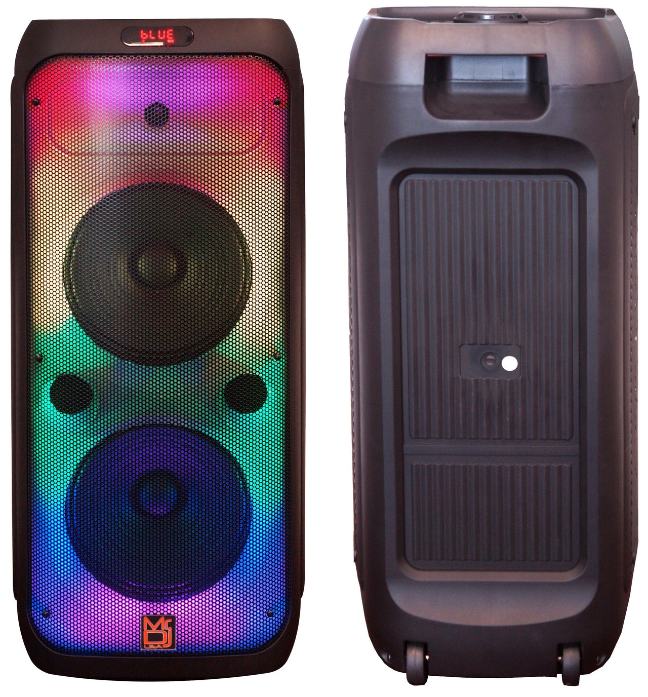 MR DJ FLAME3200 8" X 2 Rechargeable Portable Karaoke Speaker + 18-LED DJ Light