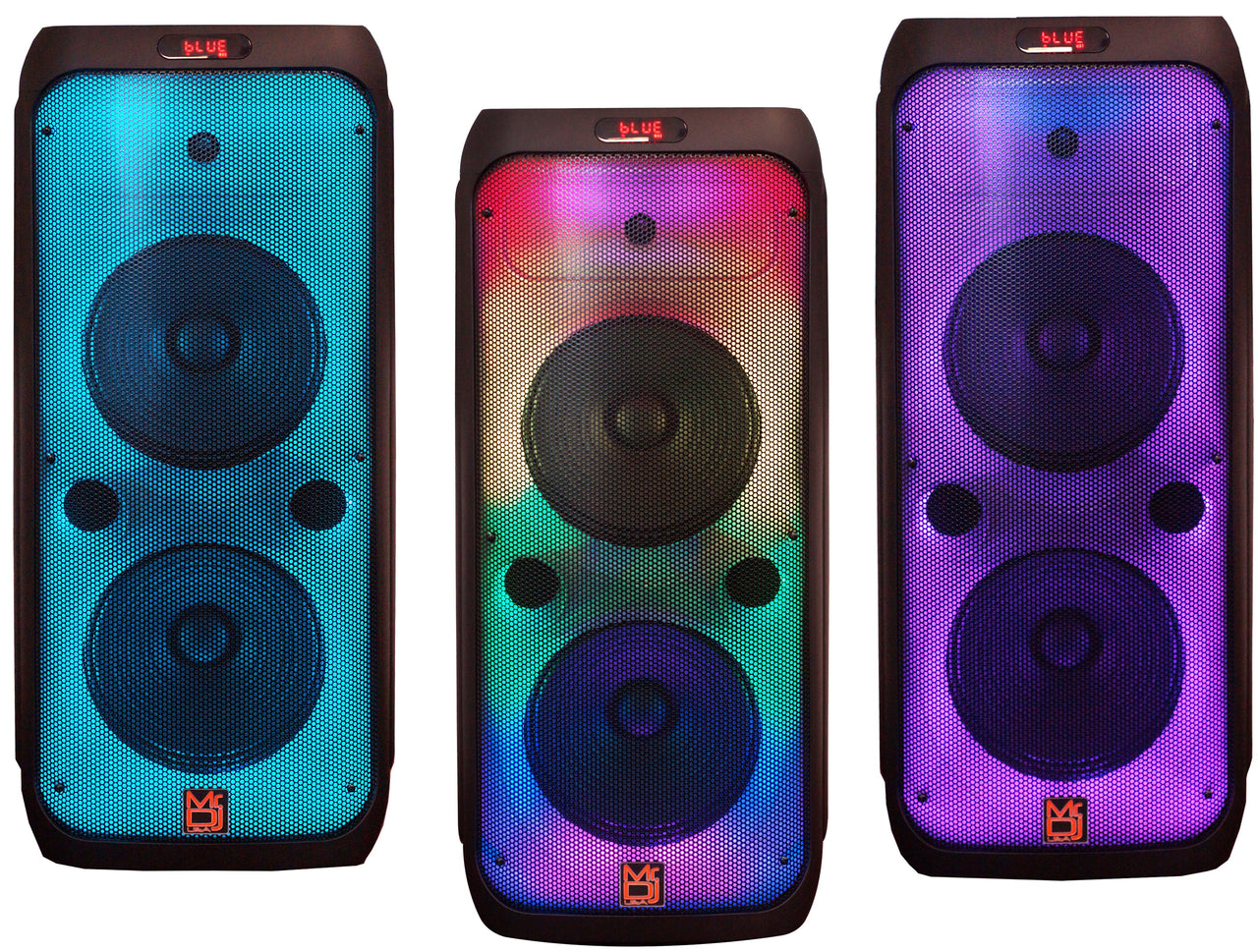 MR DJ FLAME3200 8" X 2 Rechargeable Portable Bluetooth Karaoke Speaker with Party Flame Lights Microphone TWS USB FM Radio