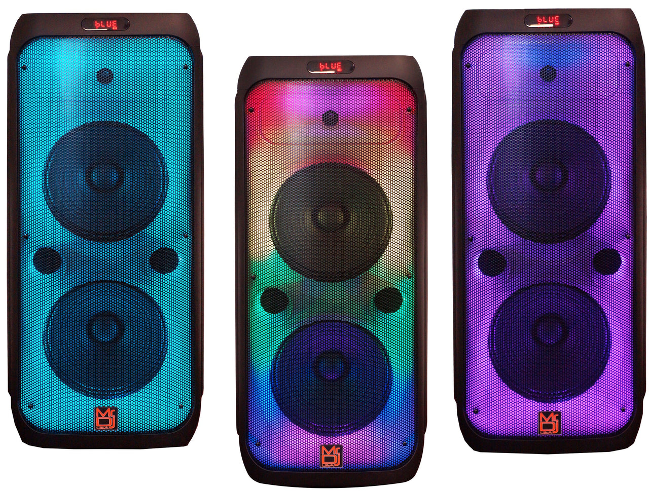 MR DJ FLAME3200 8" X 2 Rechargeable Portable Bluetooth Karaoke Speaker with Party Flame Lights Microphone TWS USB FM Radio + LED Crystal Magic Ball