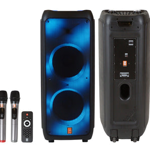 MR DJ FLAME5500LED+ 5500W Dual 12” Bluetooth Rechargeable Party Speaker Flame LED Lights 2 Wireless Mic TWS Portable DJ PA System