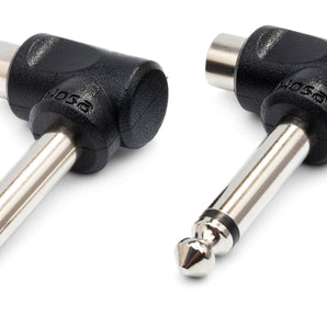 Hosa GPR-123 Right-angle Female RCA to Male 1/4" TS Adapters 2-pack