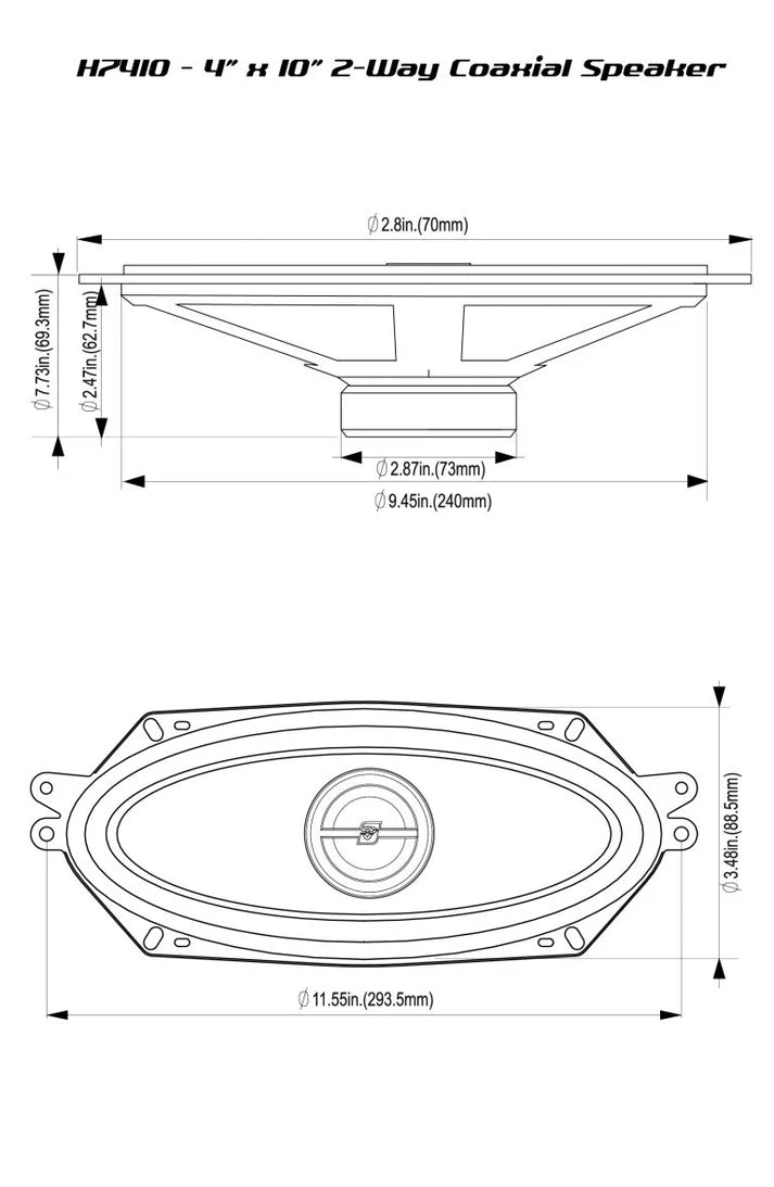 Cerwin Vega H7410 4" x 10" & Speaker Connectors 82-93 Chevy S-10, 82-90 GMC S-15