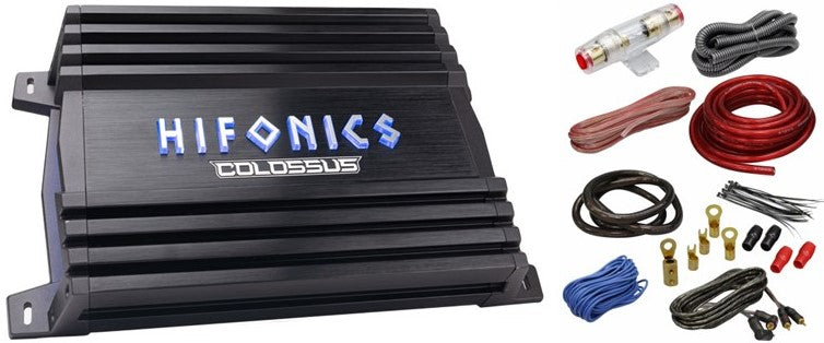 Hifonics HCC-1500.1D 1500W RMS Class D Monoblock Car Amplifier + Amp Kit