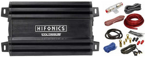 Hifonics HCM-400.4D Colossus Mini Compact 400W Four Channel Amplifier + 4G Amp Kit