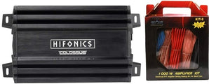 Hifonics HCM-800.4D Mini Ultra-compact 800W 4 CH Amplifier + 8G Amp Kit