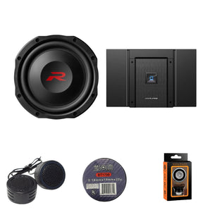 Alpine HDA-V90+RS-W10D4 Status Hi-Res 5-Channel Amplifier & 10-inch R-Series Shallow Subwoofer with Dual 4-Ohm Bundle
