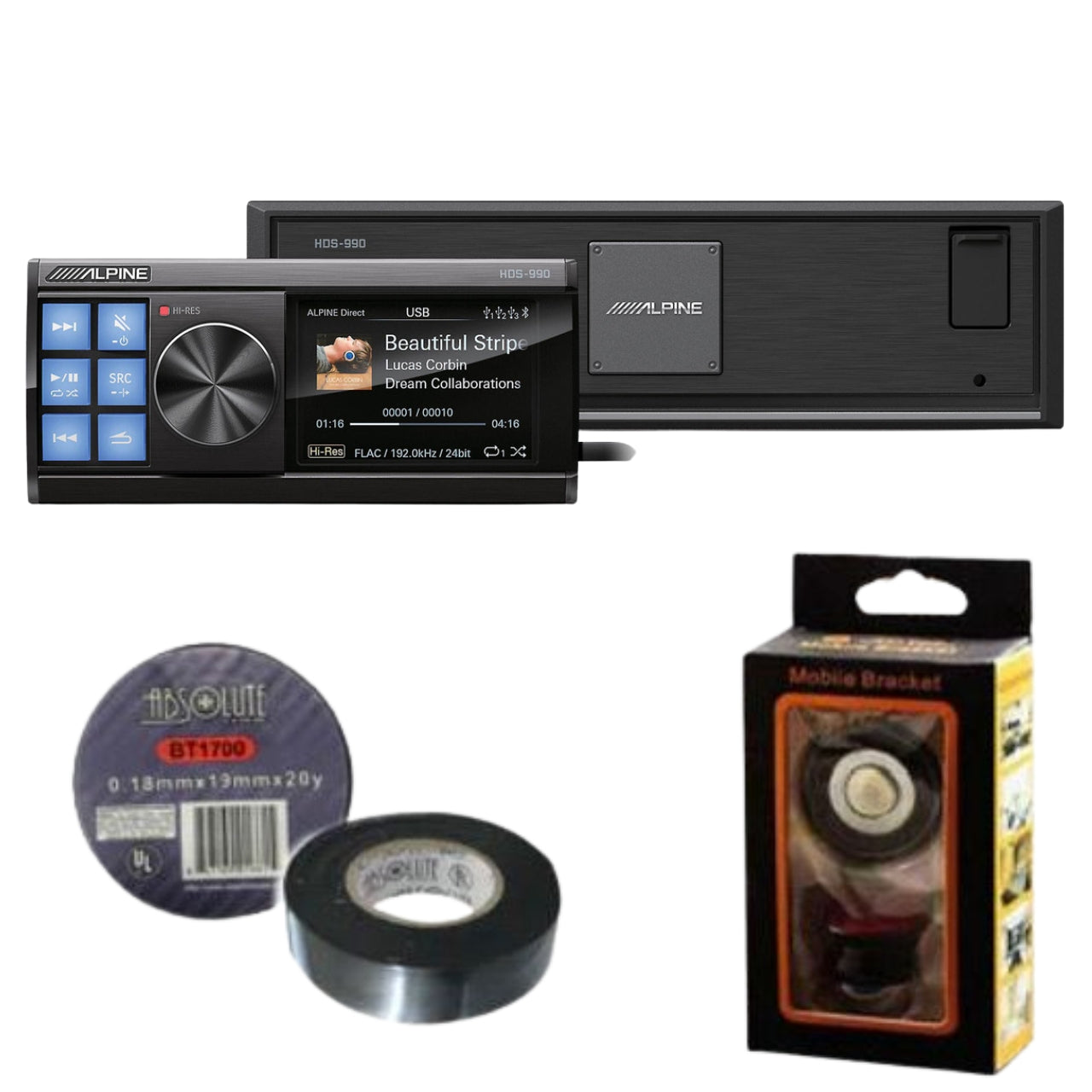 Alpine HDS-990 Single DIN Status Series Digital Media Receiver with Bluetooth Bundle