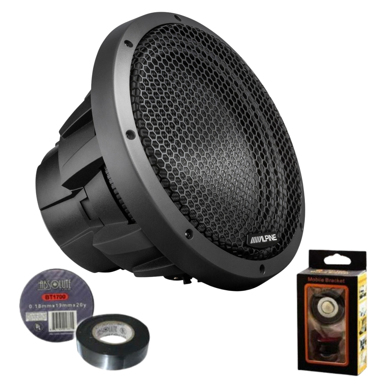 Alpine HDZ-W10 10" Subwoofer 2400W Dual 4-Ohm + Grille Bundle