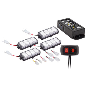 Heise Municipality HE-MUSTR-GRW White Grille Strobe Kit - 8 LED, 4-Pack
