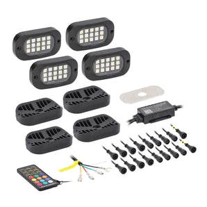 Heise HE-RGBW-K4 RGBW Wide Angle Rock Light Kit - 4 Pack