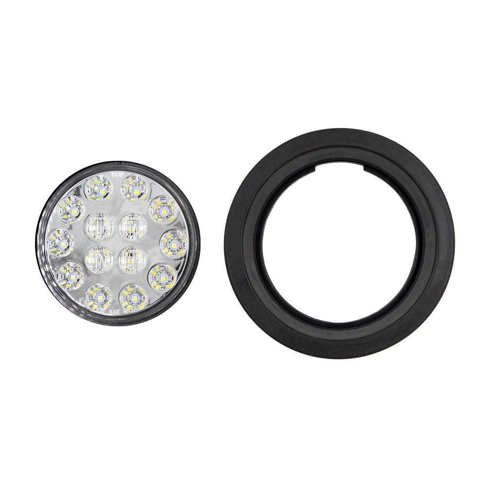 Heise Trailer HE-TR4003 Round White Lights with Grommet - 4 Inch, 14 LED
