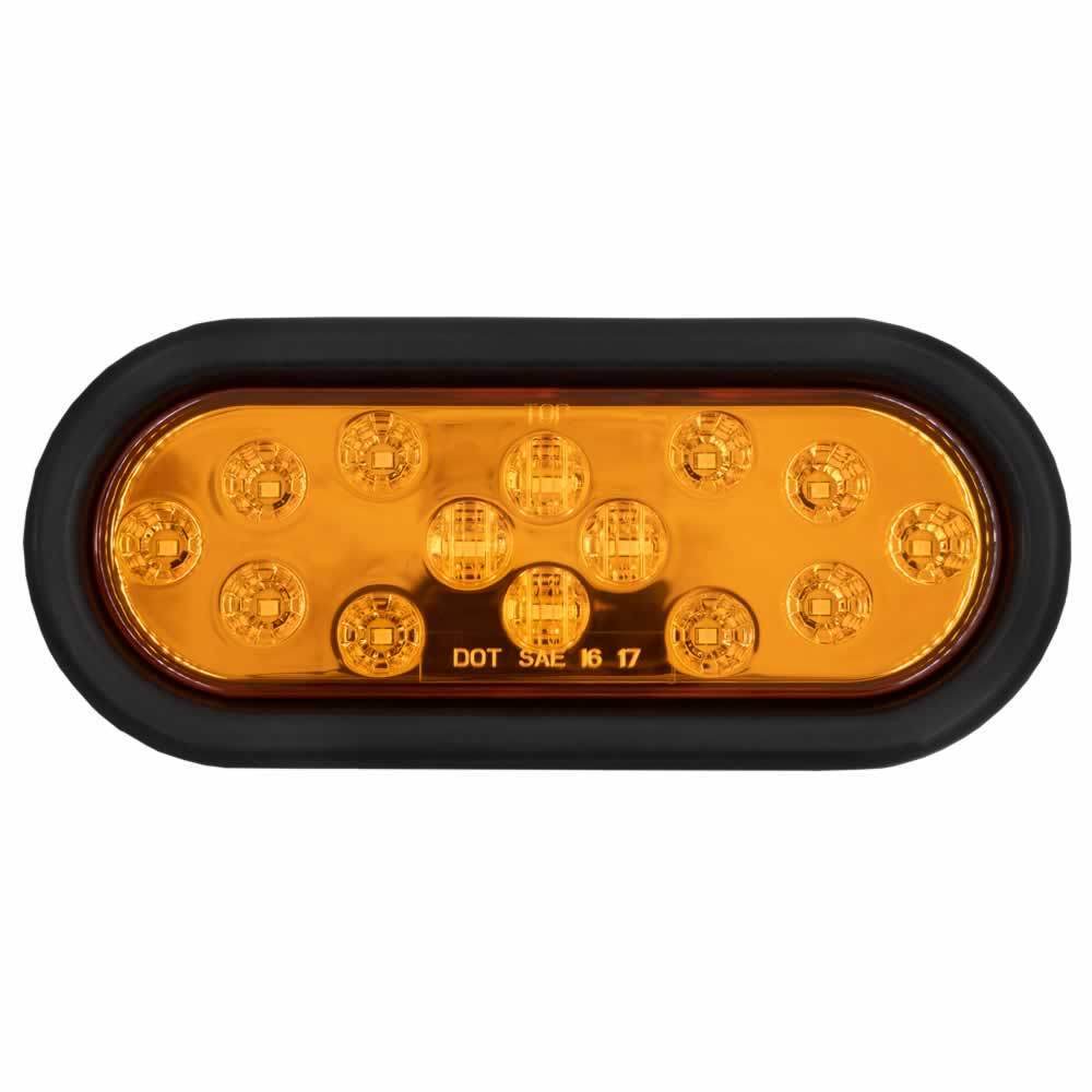 Heise Trailer HE-TR6002 Oval Amber Light with Grommet - 6 Inch, 14 LED