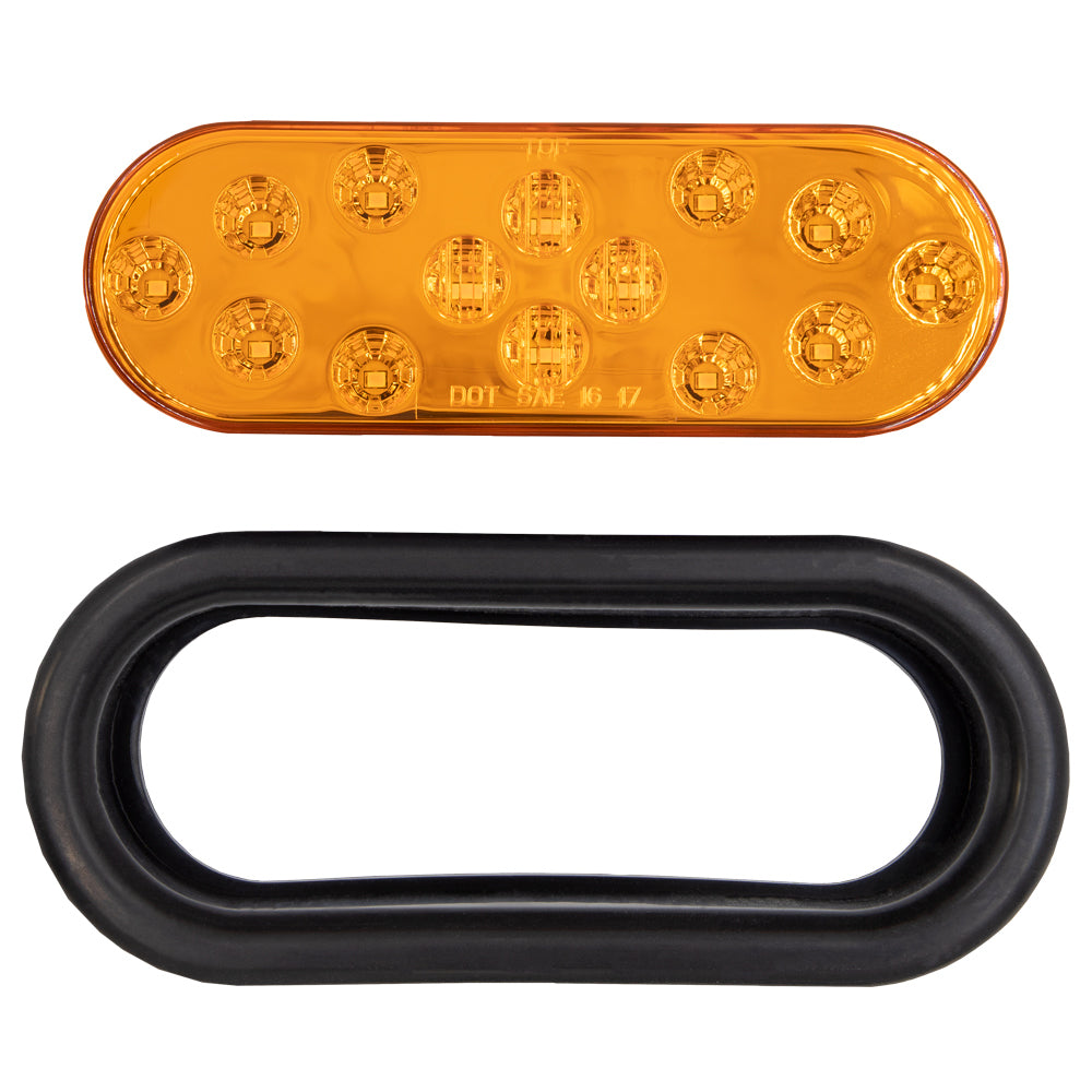 Heise Trailer HE-TR6002 Oval Amber Light with Grommet - 6 Inch, 14 LED