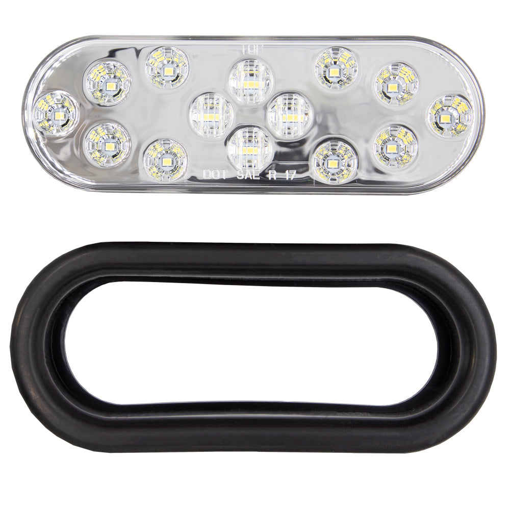 Heise Trailer HE-TR6003 Oval White Light with Grommet - 6 Inch, 14 LED