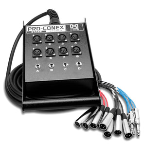 Hosa SH-8X4-100 100' Pro-Conex Stage Box Snake 8 XLR Sends 4 1/4" TRS Returns