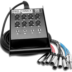 Hosa SH-8X4-100 100' Pro-Conex Stage Box Snake 8 XLR Sends 4 1/4" TRS Returns
