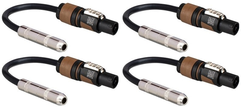 4 Hosa GSK-112 1/4" Female to Speakon Male Speaker Cable Adapter 12 AWG