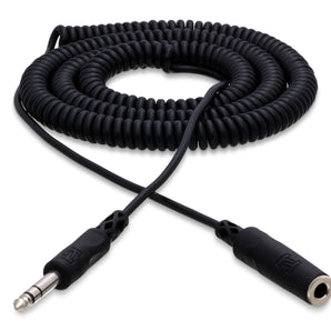 Hosa HPE-325C 1/4" TRS Female to 1/4" TRS Male Coiled Headphone Extension Cable 25 foot